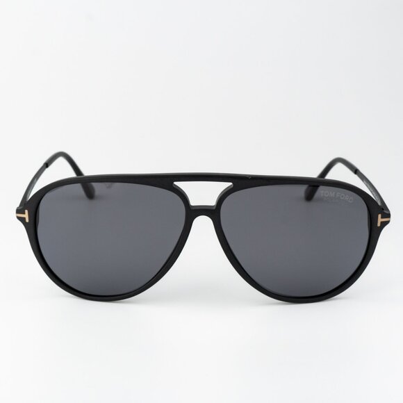 Tom Ford Men Sunglasses Shiny Black Smoke Pilot SAMSON-02 FT0909/S 02D - Picture 3 of 12